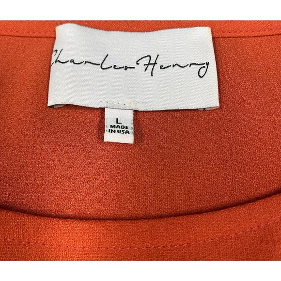 Charles Henry Orange Tiered Hem Shift Mini Dress Ladies Size Large Polyester - Picture 2 of 6